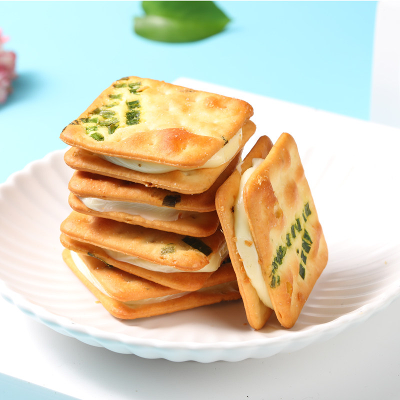 台湾风味蜜都香葱牛轧手工苏打夹心糖饼干零食夹心饼干