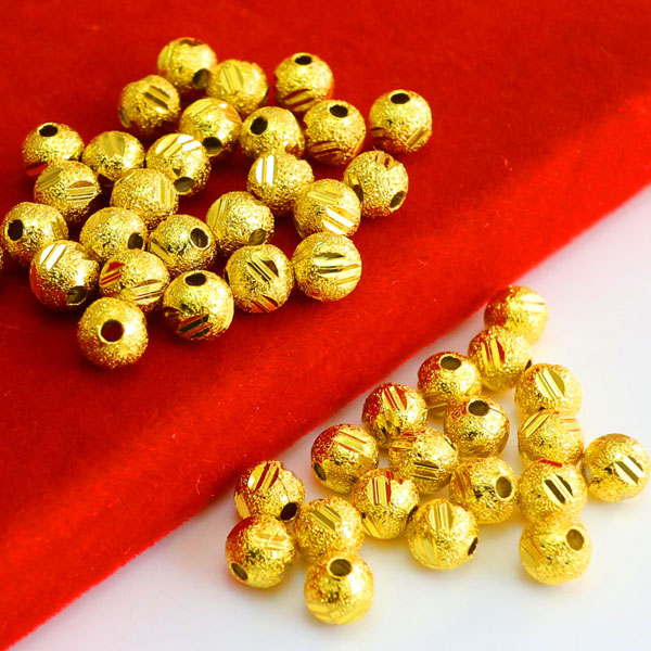 正品黄金手链转运珠999足金子纯金首饰路路通细小男女款金珠散珠