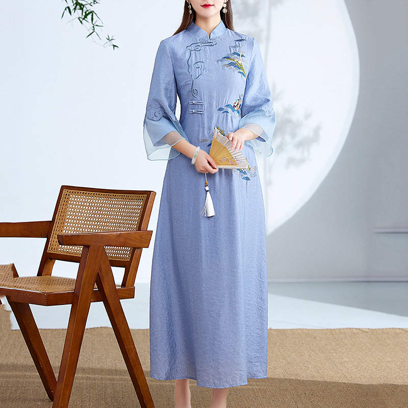 改良旗袍夏款复古民国高级优雅2022茶服女禅意旗袍