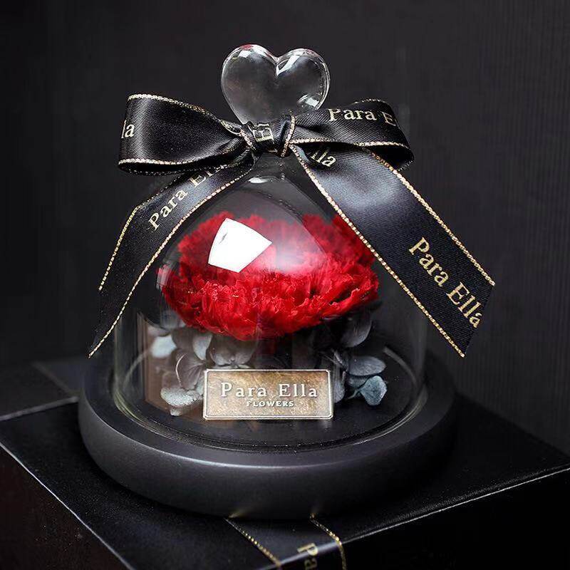 paraella母亲节礼物永生花康乃馨玻璃罩礼盒情人节创意永生花