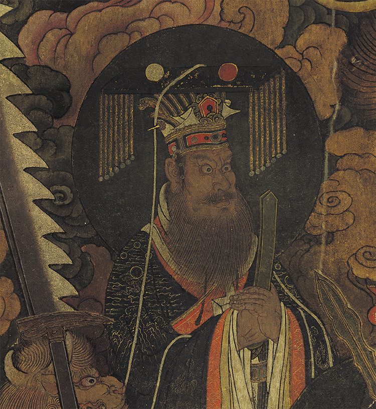 宣纸复制佛教人物画帝释梵天国画横幅壁画装饰画国画