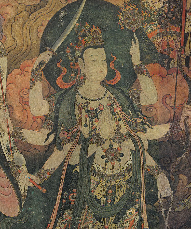 宣纸复制佛教人物画帝释梵天国画横幅壁画装饰画国画