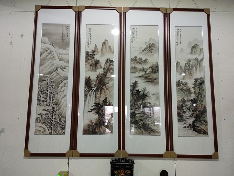 黄君壁春夏秋冬四条国画山水高清复制客厅国画