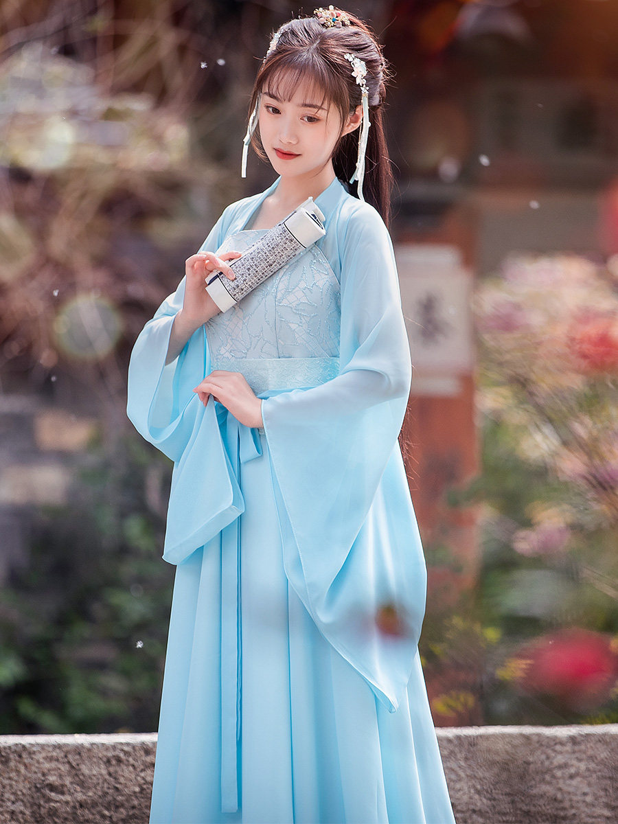 古装演出服汉服女中国风汉服女超仙仙女古筝古裙民族服装