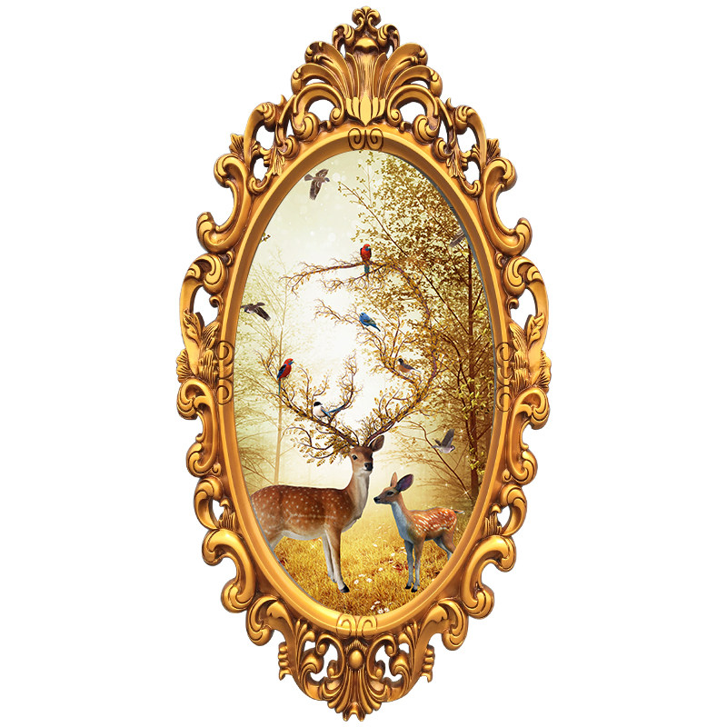 欧式复古金色椭圆相框婚庆舞台道具装饰酒店相框