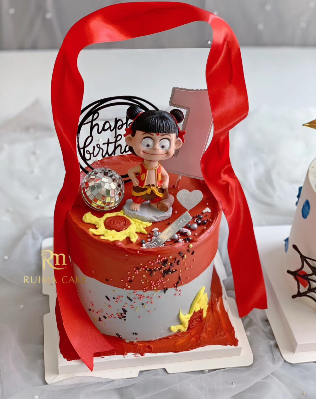 卡通生日蛋糕装饰摆件哪吒之魔童降世汽车摆件树脂玩偶公仔玩具