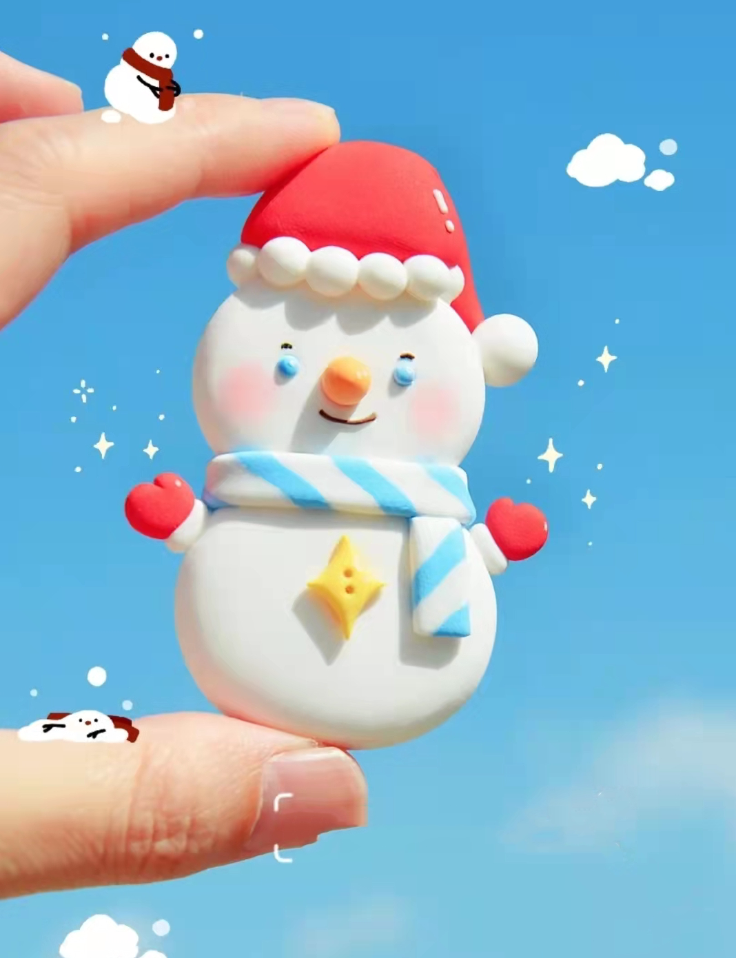 圣诞节生日蛋糕装饰摆件立体软陶圣诞老人雪人礼物圣诞树节日装扮用品