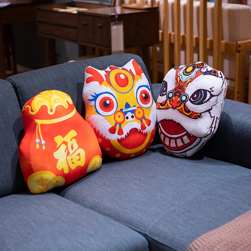 抱枕国潮开业招财财神结婚创意中式福袋招财进宝靠垫