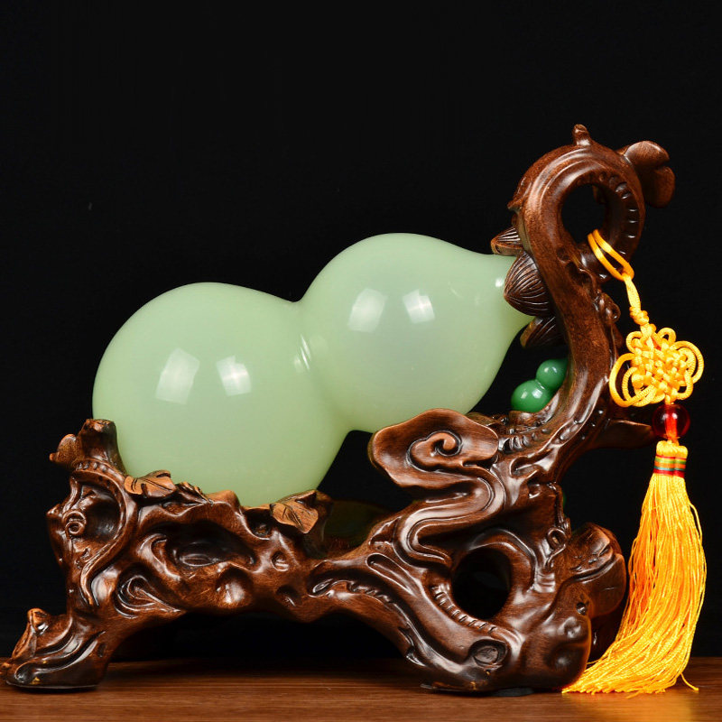 客厅琉璃青玉葫芦摆件福到平安风水招财开业摆件