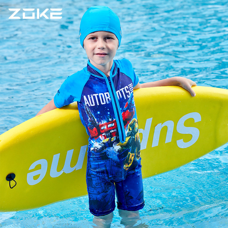 zoke洲克儿童泳衣男童变形金刚中大分体游泳衣男孩儿童泳衣