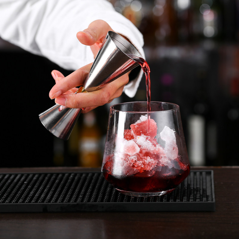 调酒日式不锈钢双头金环酒器量杯刻度酒吧盎司调酒器