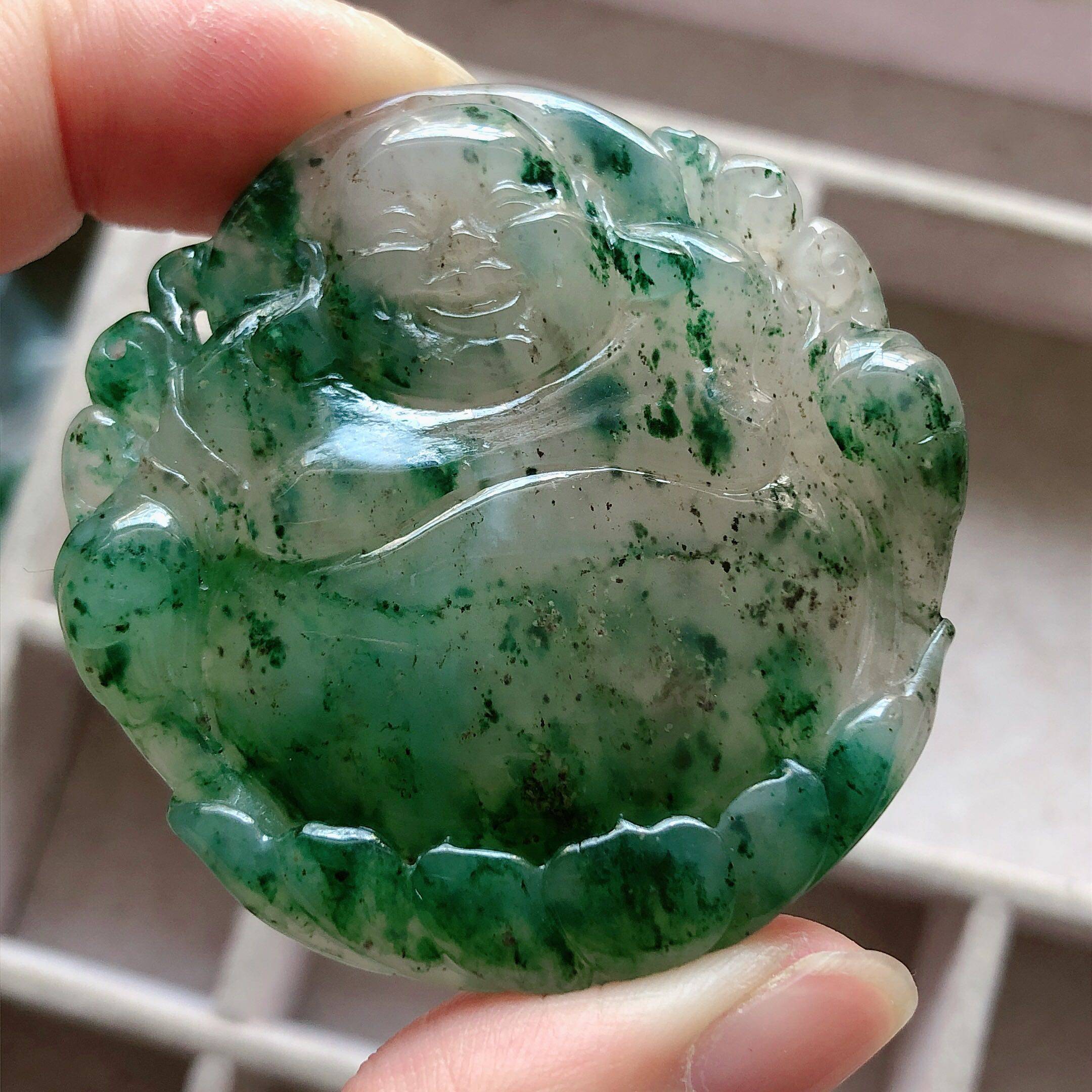 天娇玉器南阳冰绿油润独山玉佛公玉天然玉石项坠