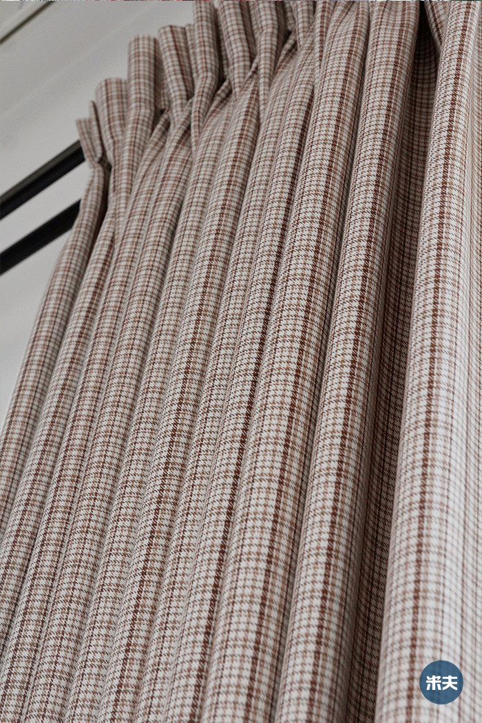 窗帘mifu米夫美式简约客厅卧室遮光经典千鸟格定制窗帘