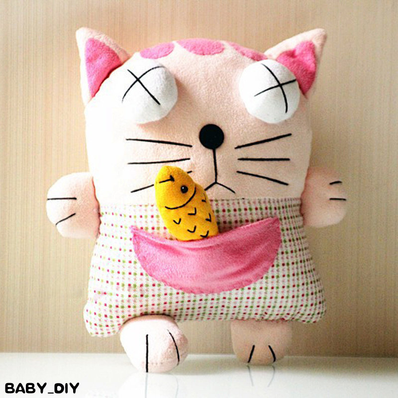 diy手工自制制作创意织布小猫钓鱼公仔玩偶缝纫diy材料套装