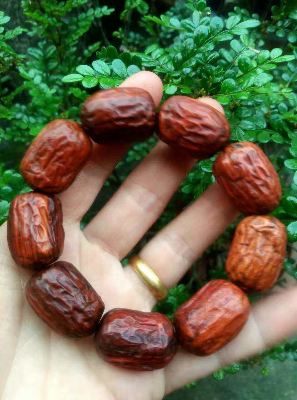 枣珠手手链印度小叶紫檀红枣珠早生贵子盘玩红木手串