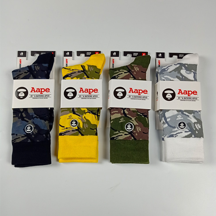 aape袜子猿人头中长运动潮袜高筒socks加厚毛巾运动袜