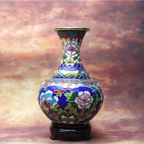 花瓶老北京景泰蓝铜胎掐丝珐琅家居摆件花丝牡丹景泰蓝