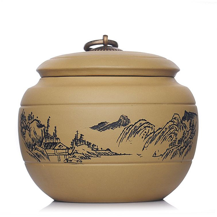 特卖宜兴紫砂茶叶罐普洱缸普洱罐大号精作茶罐茶叶茶叶罐