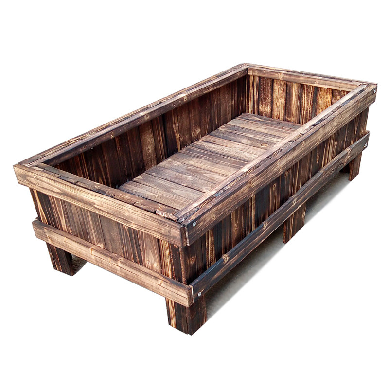 特大碳化防腐长方形木质花盆屋顶楼天台阳台种植箱槽种菜盆栽包邮