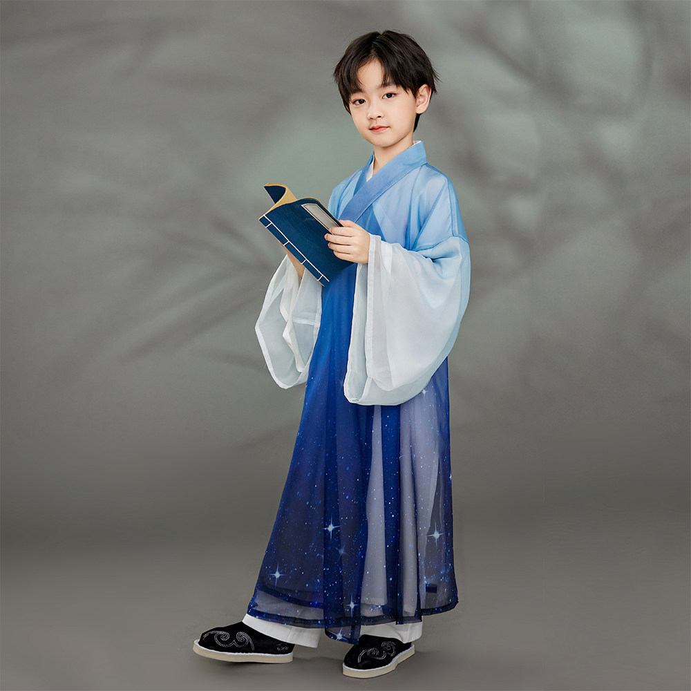 兴业原创改良儿童汉服长衫男童春秋新品道袍汉服