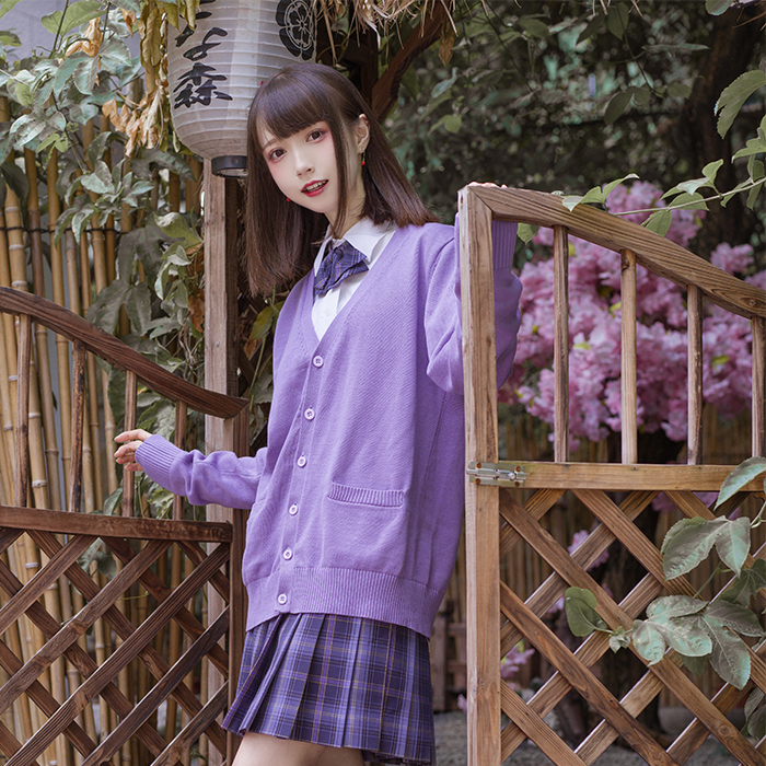 jk现货何仔不是正统制服学院水手服开衫紫学生校服