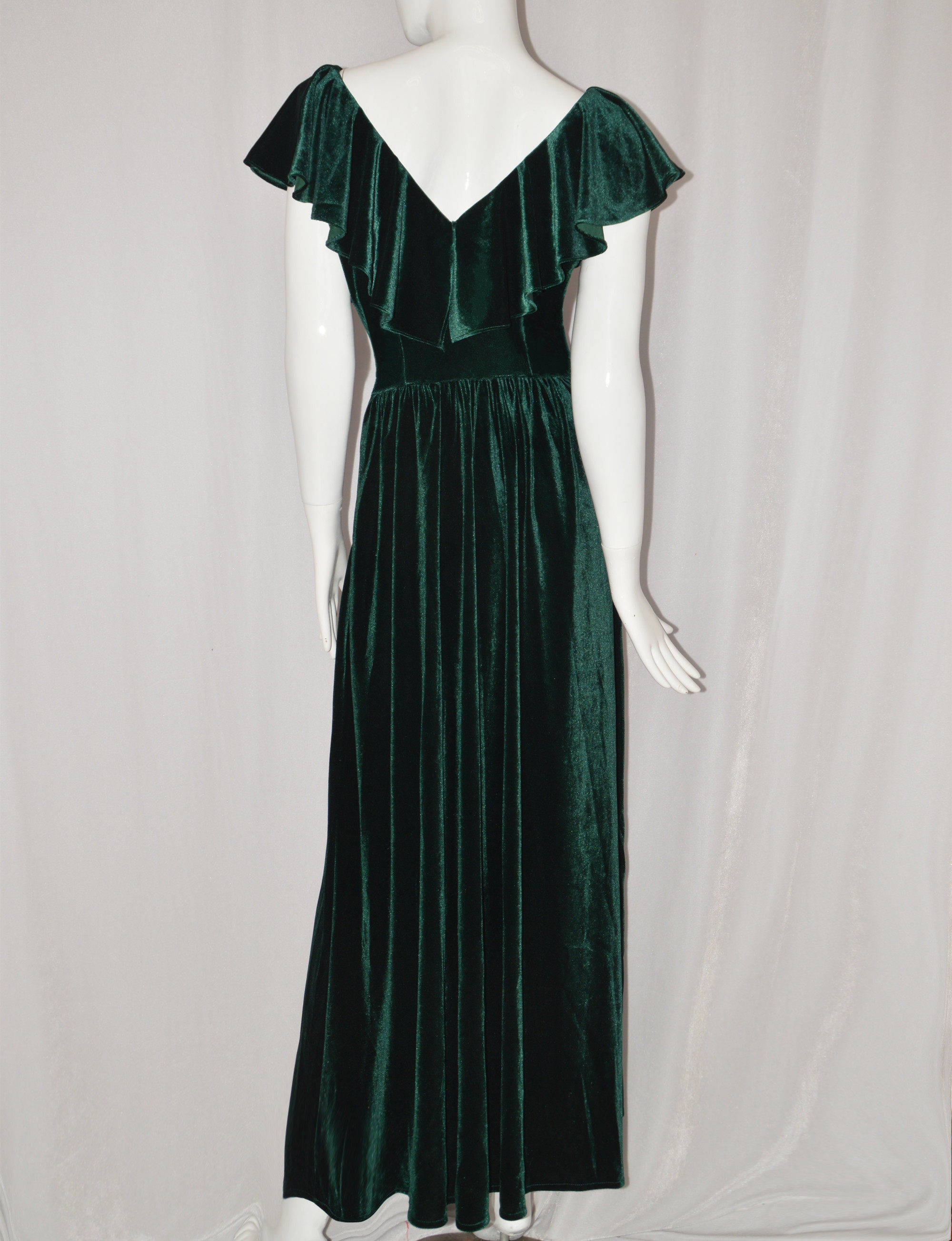 秋季新款欧美女装丝绒长款连衣裙复古露肩露背连衣裙