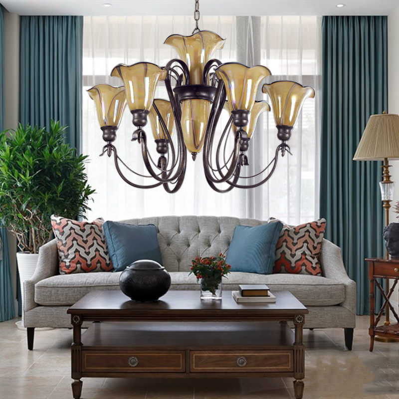 盈靓高端轻奢美式客厅吊灯简美风格灯具照明客厅吊灯