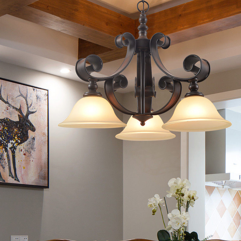 美式古典吊灯乡村复古风格朝下书房卧室灯具吊灯