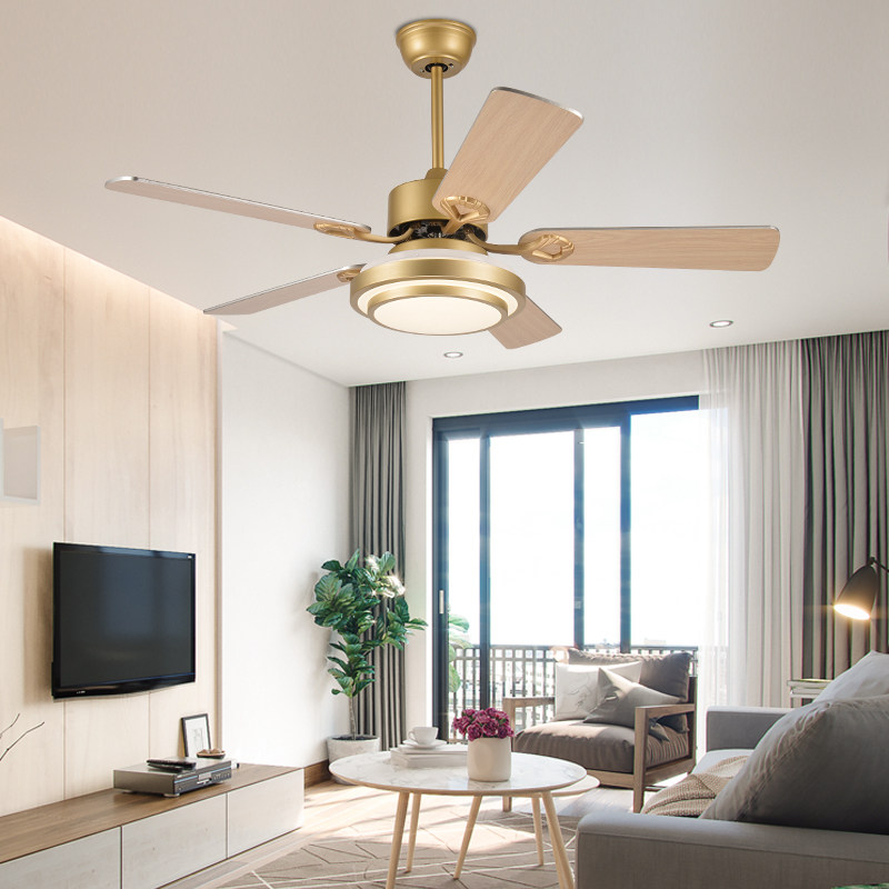 吊扇客厅家用现代简约不锈钢风扇餐厅静音一体卧室吊扇