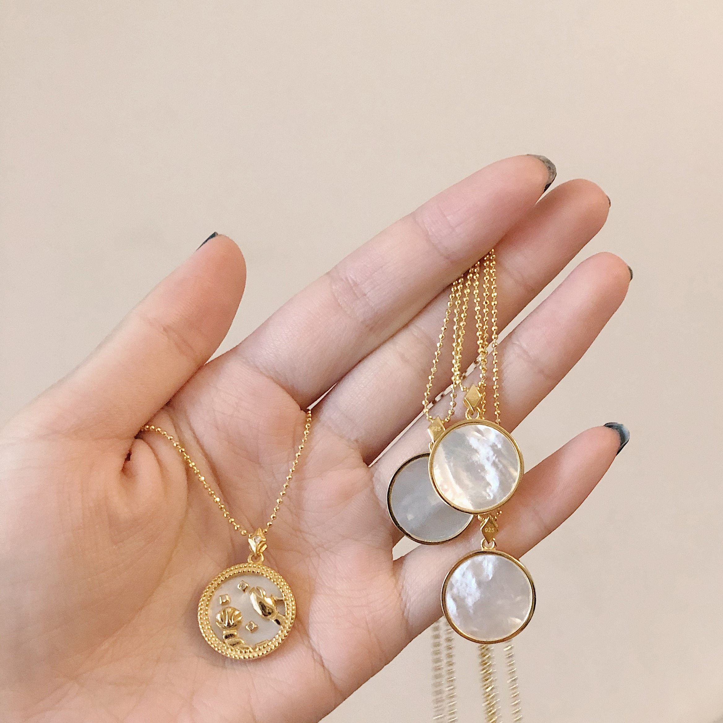 eatitshop十二星座纯银银白贝母项链毛衣高品质女生项链