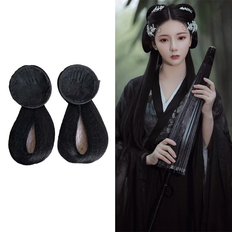 古装花千骨发包造型cos赵丽颖仙女影楼拍摄小骨深棕色黑色假发