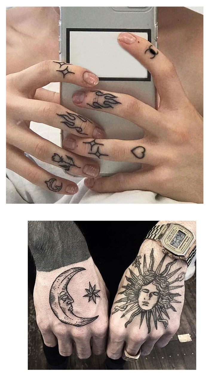 手背手指潮暗黑系纹身贴防水男持久花臂不是永久ins风女个性贴纸