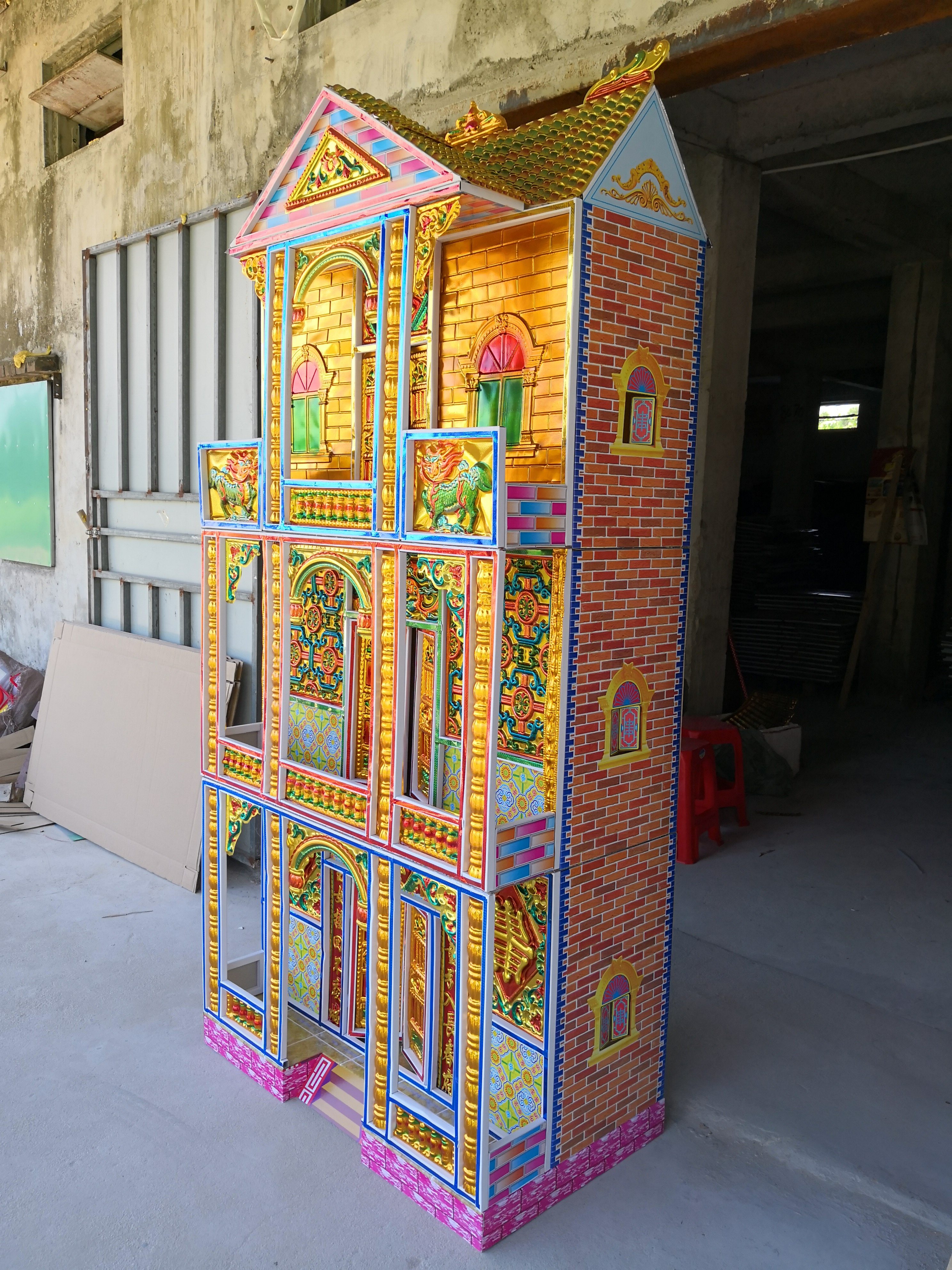 高档纸扎灵屋冥房殡葬祭祀用品纸别墅清明节纸房子祭祖烧纸