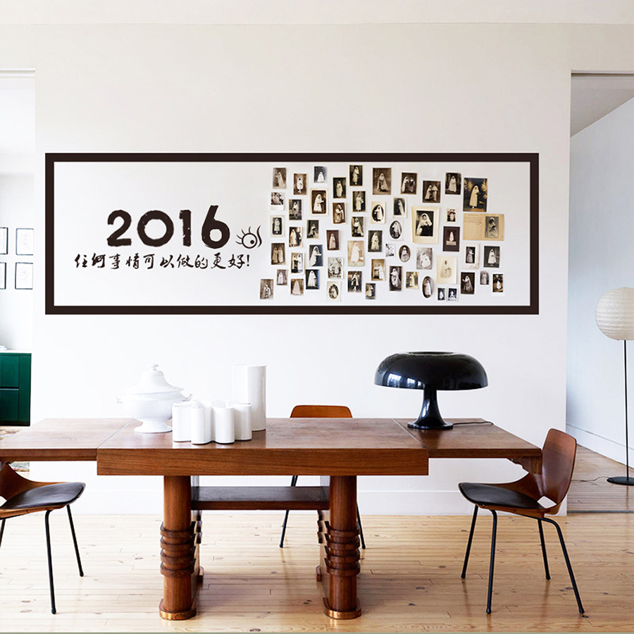 办公室照片墙装饰贴纸公司文化墙贴相片相框玻璃贴纸装饰板报励志