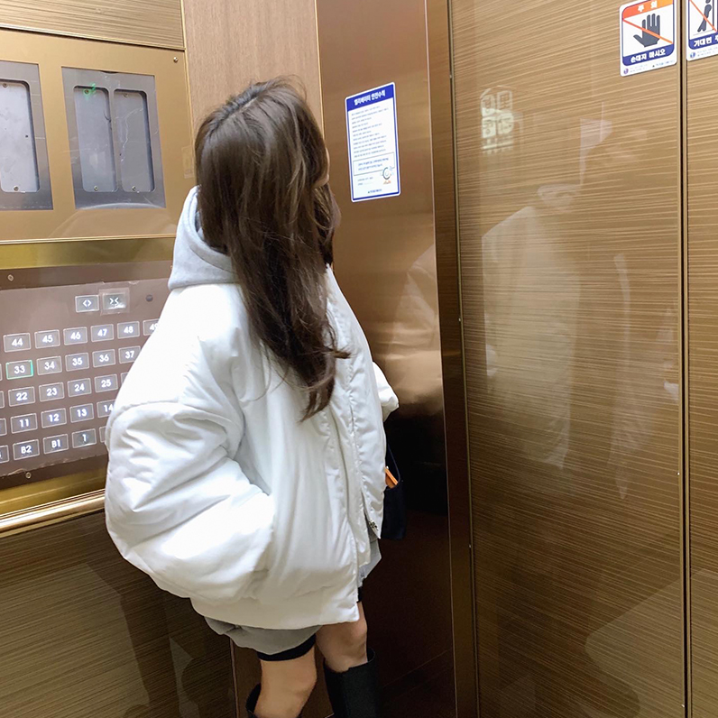 韩国棒球服棉服女冬港风贴布bf宽松加厚立领夹克飞行员外套棉衣潮