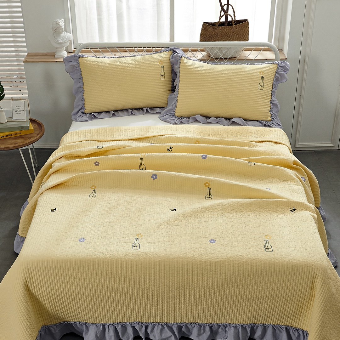 床盖2021年新款高档韩国薄款纯棉四季通用绗缝床盖