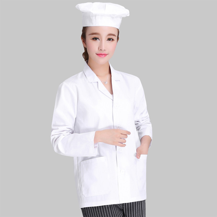 学校食堂人员工作服厨房工衣男白色厨师服装幼儿大码女装