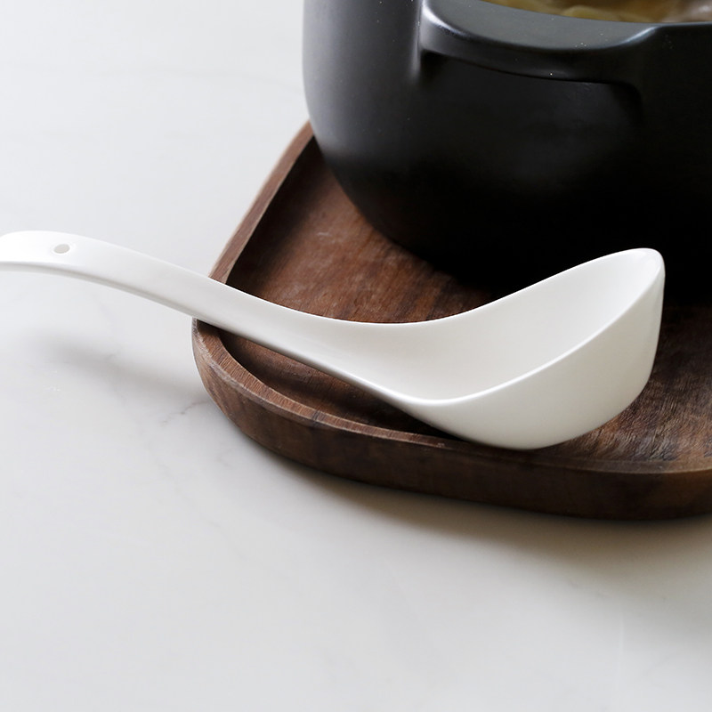 蓝莲花骨瓷饭勺稀饭粥勺勺子盛汤家居大号家用汤勺