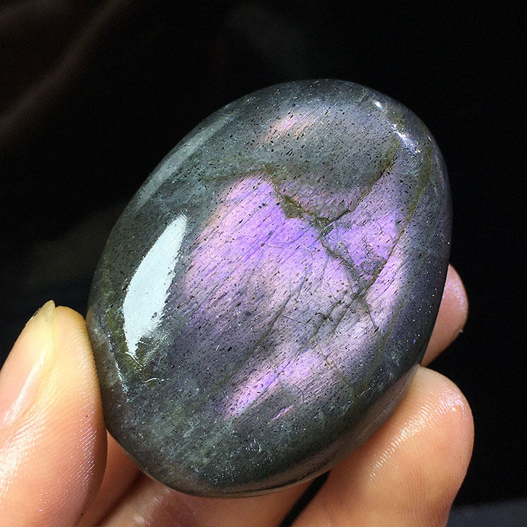 天然水晶蓝彩彩光拉长石灰月光石原石椭圆灰色矿物摆件