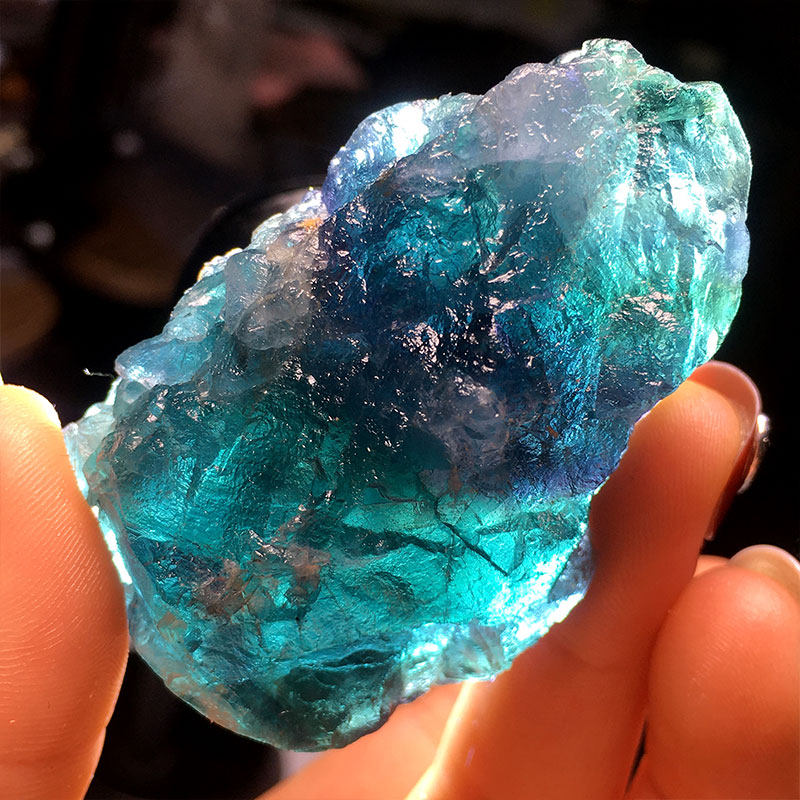 蓝绿水晶能量愈能磁疗消磁摆件碎石大块绿色摆件