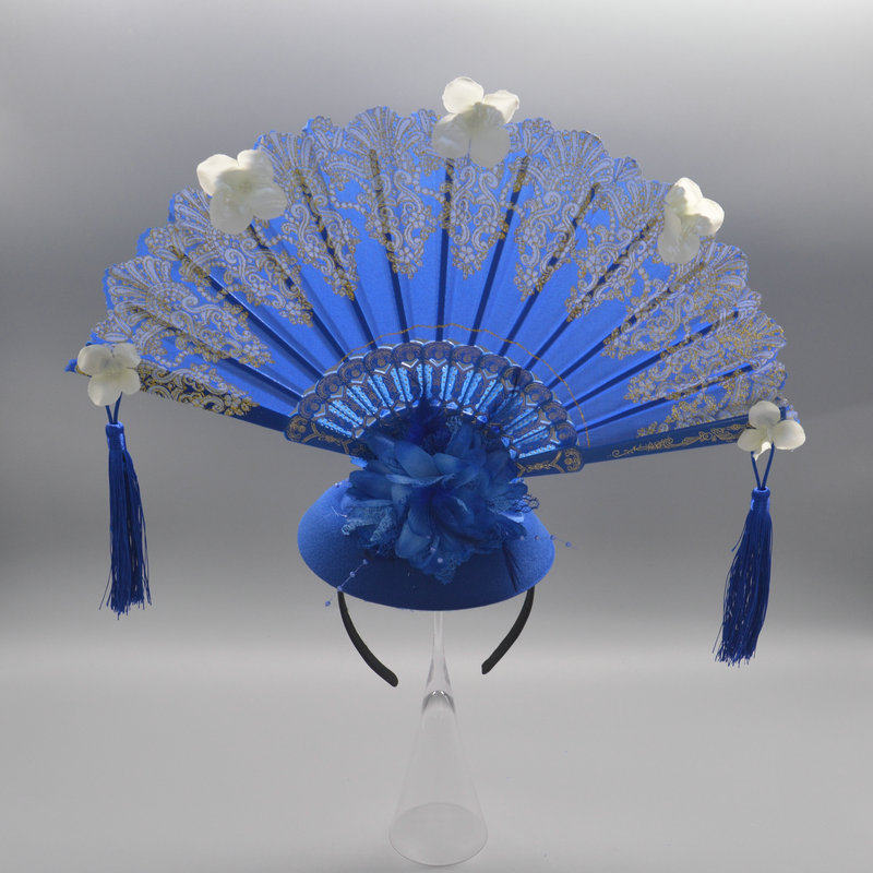 复古民族国风青花瓷清代旗袍秀发头饰舞台模特发饰