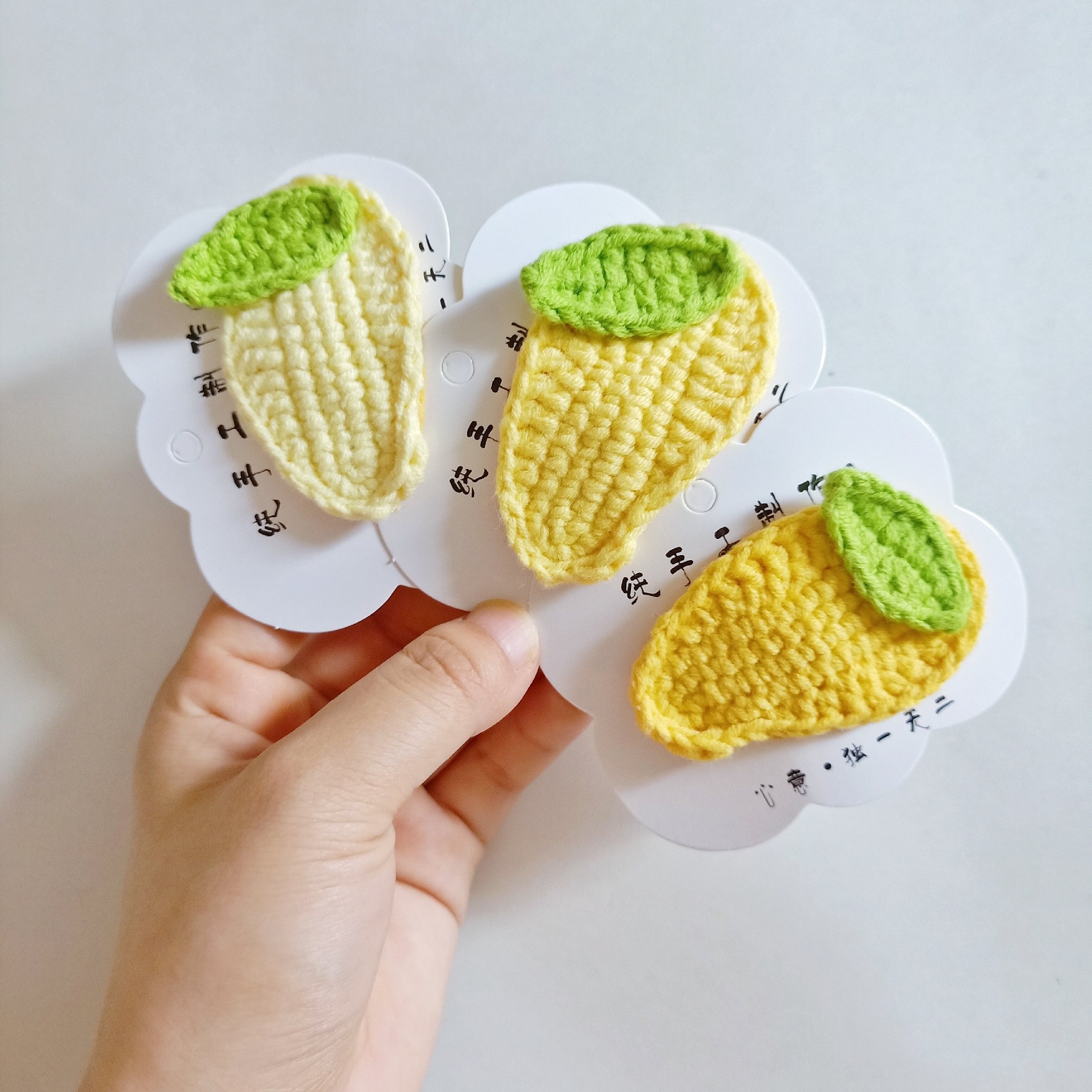 雨宝妈手手工毛线diy编织网红芒果发夹bb毛线