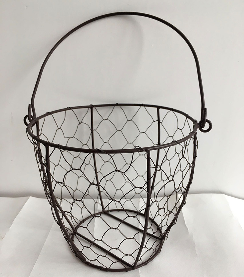 铁丝编网酒瓶提篮圆形仿古花盆储物收纳整理鸡蛋其他收纳篮