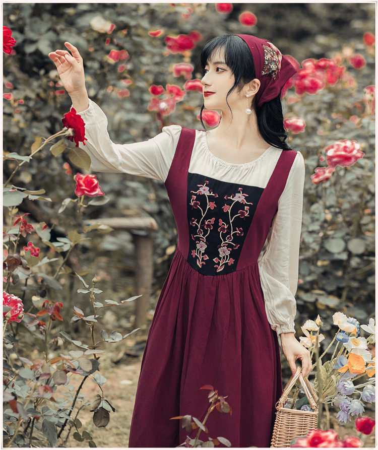 苏浅慕颜法式宫廷田园连衣裙农场少女春秋森系连衣裙