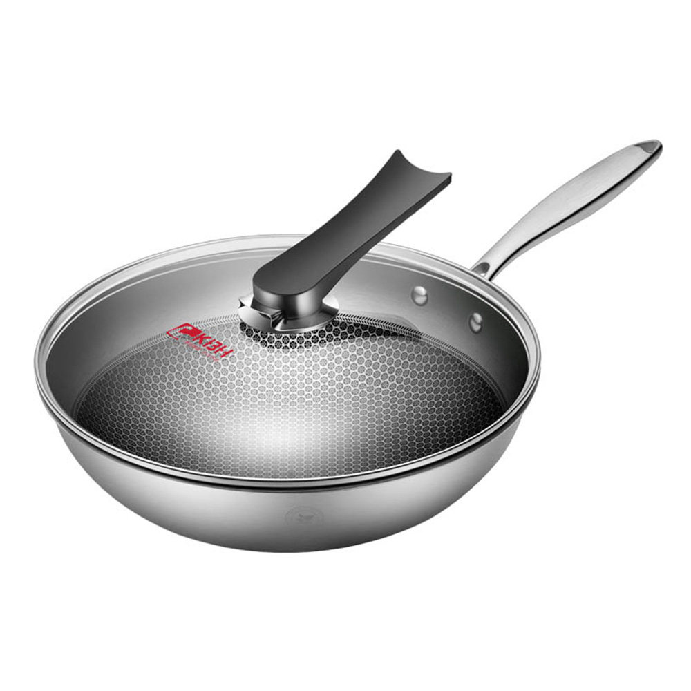炒锅康巴赫不锈钢无烟不粘涂层电磁炉煤气灶通用正品炒锅