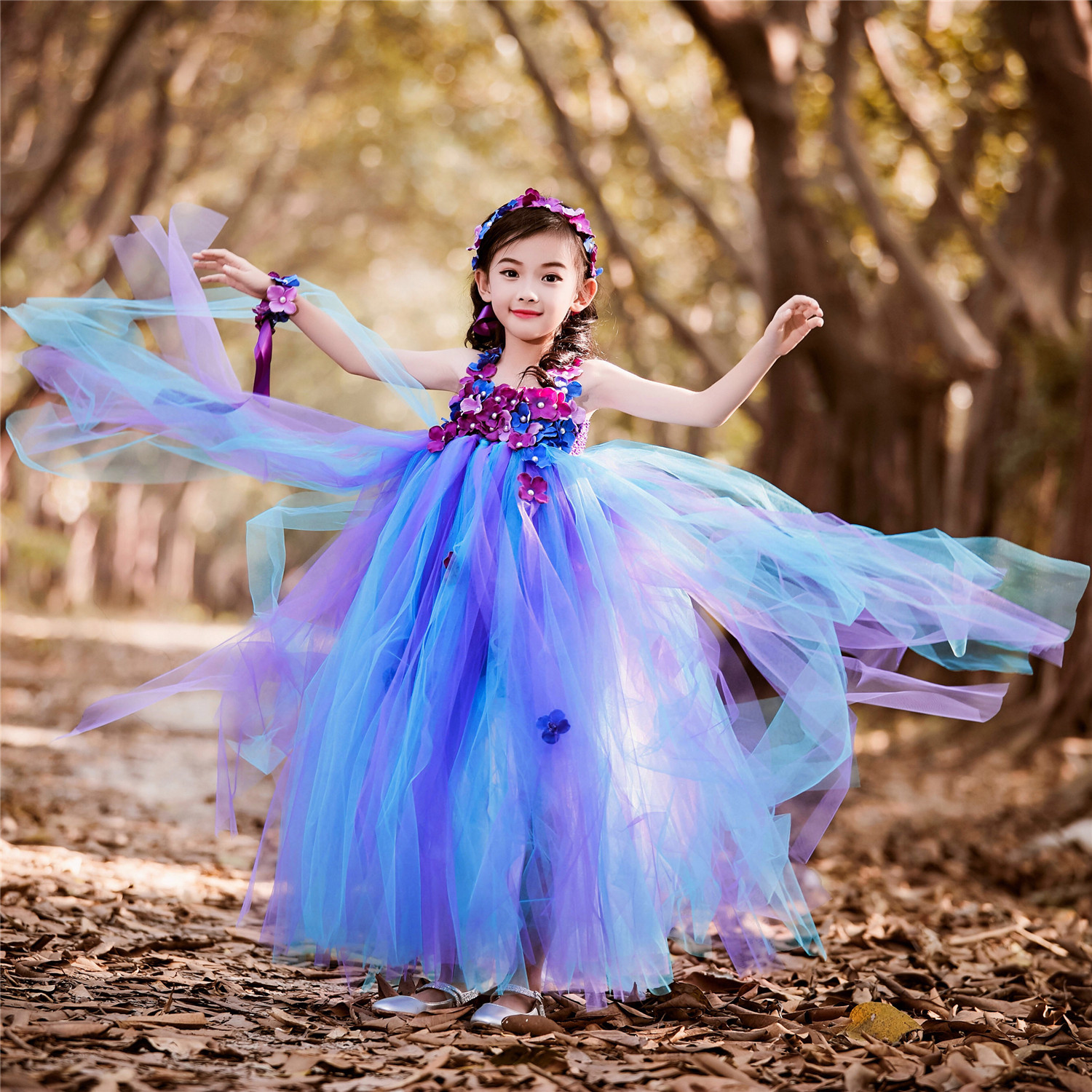 演出服女童花仙子公主蓬蓬小孩晚礼服裙子女孩长裙儿童礼服