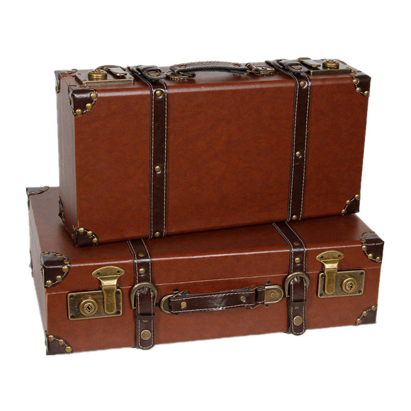 欧式复古皮箱手提手提箱箱子道具美式创意仿古收纳箱