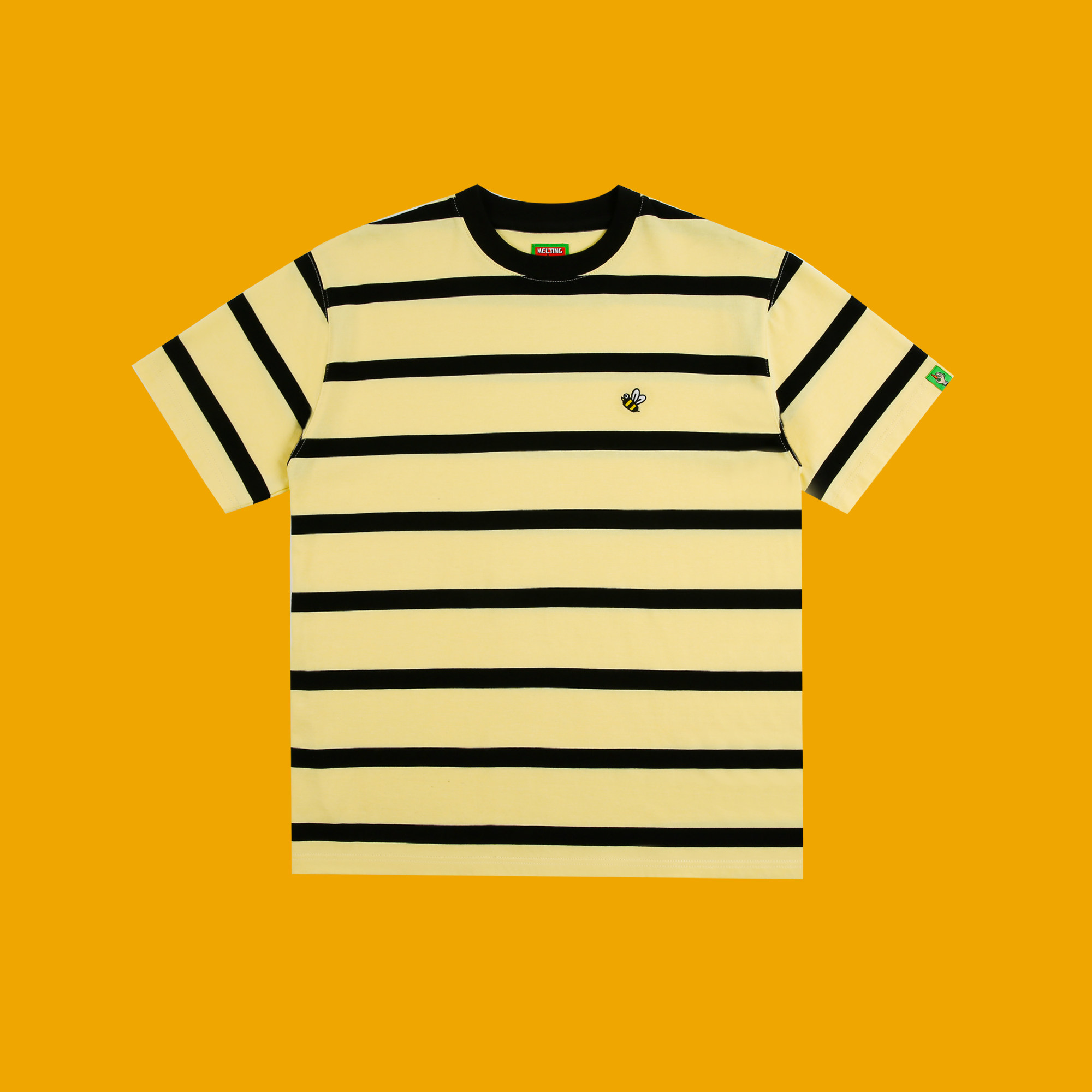 meltingsadnessmtss20ss小蜜蜂刺绣条纹短袖t恤