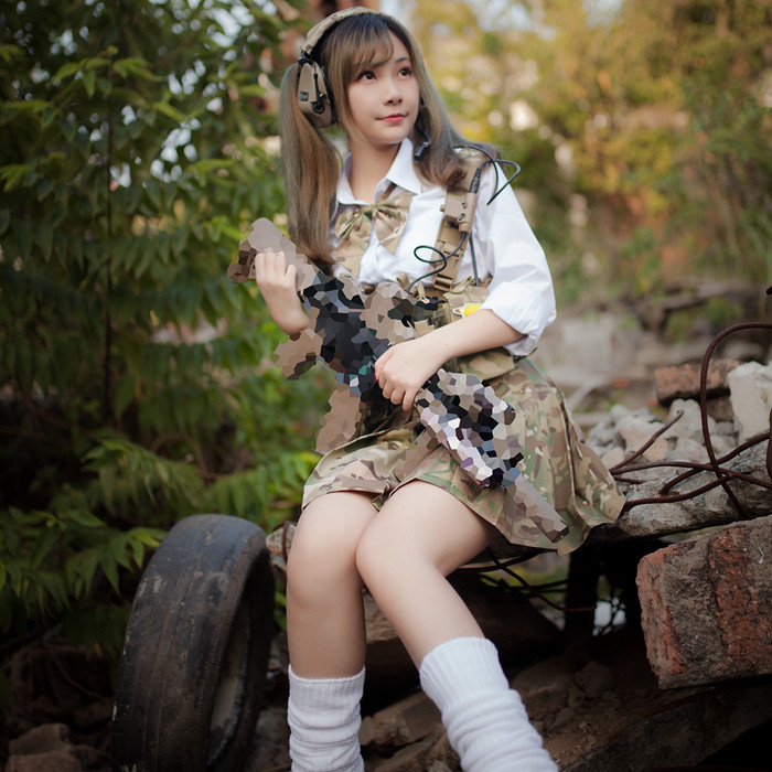 trn黑灰工业jkmcbk战术迷彩制服百褶裙武装时尚套装