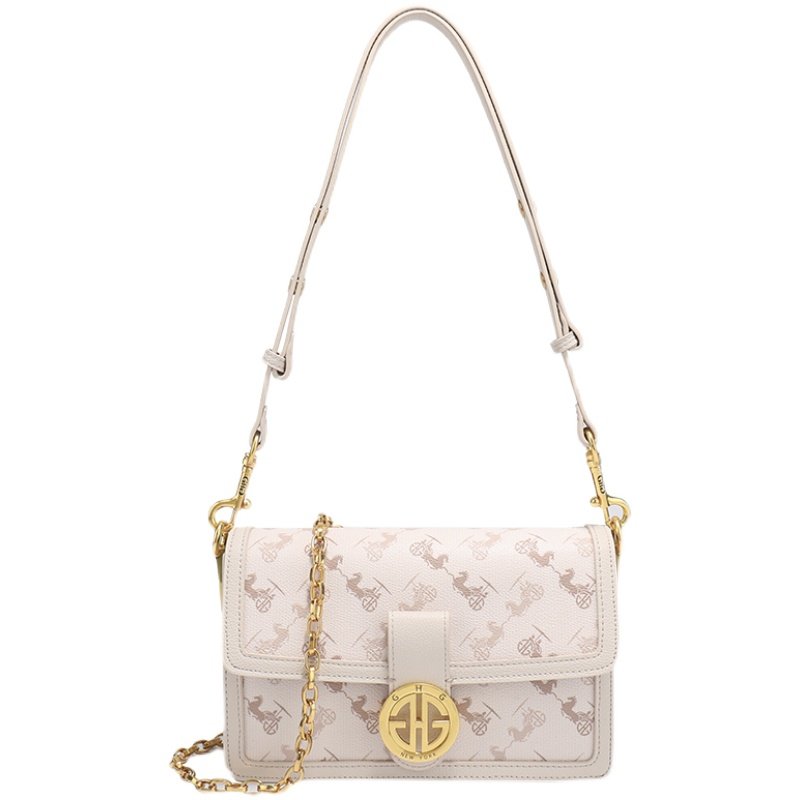 大牌ghg轻奢高级春夏白色真皮小包包包女2022年通用款女包